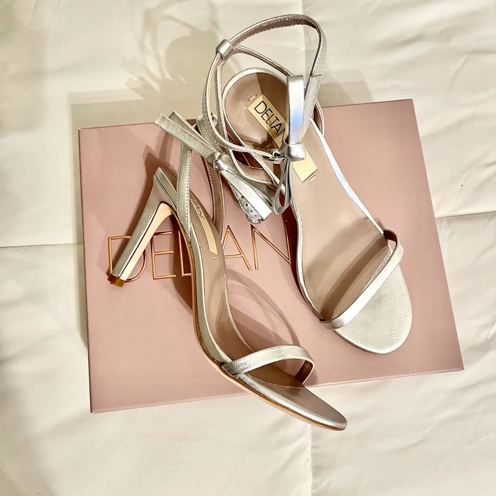 Silver Ankle bow dress sandals